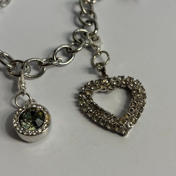 Y2K Charm Bracelet in Silver Tone with Cute Charms Dog Heart Rhinestone - Picture 7 of 12